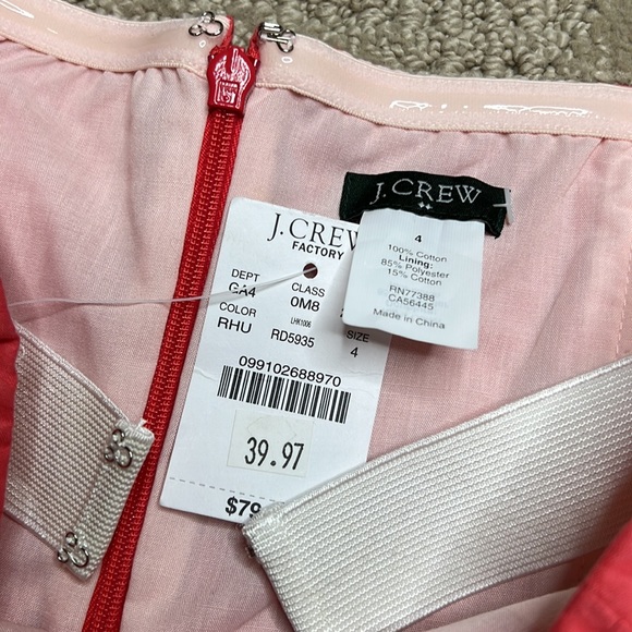 NWT J. Crew Factory (4) Lorelei coral strapless textured cotton dress - Picture 11 of 11